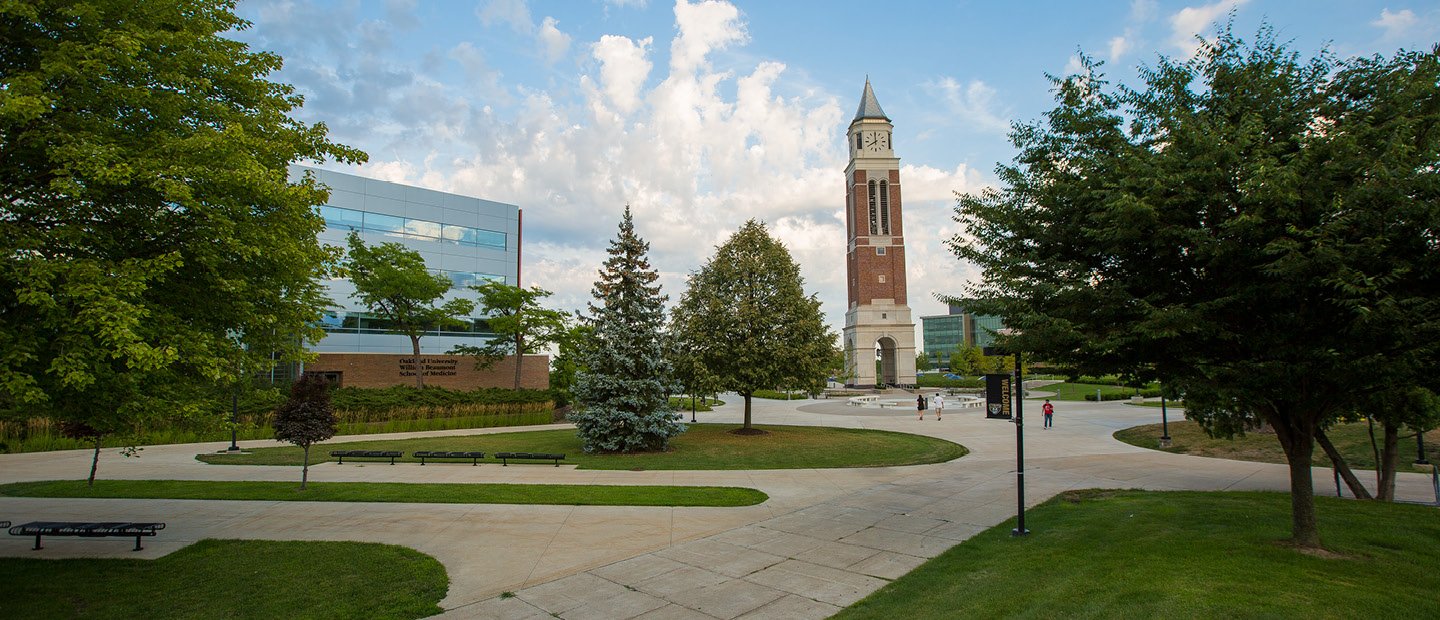 Elliott Tower on Oakland University's campus.
