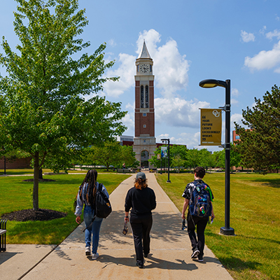 Students walking on Oakland University's campus