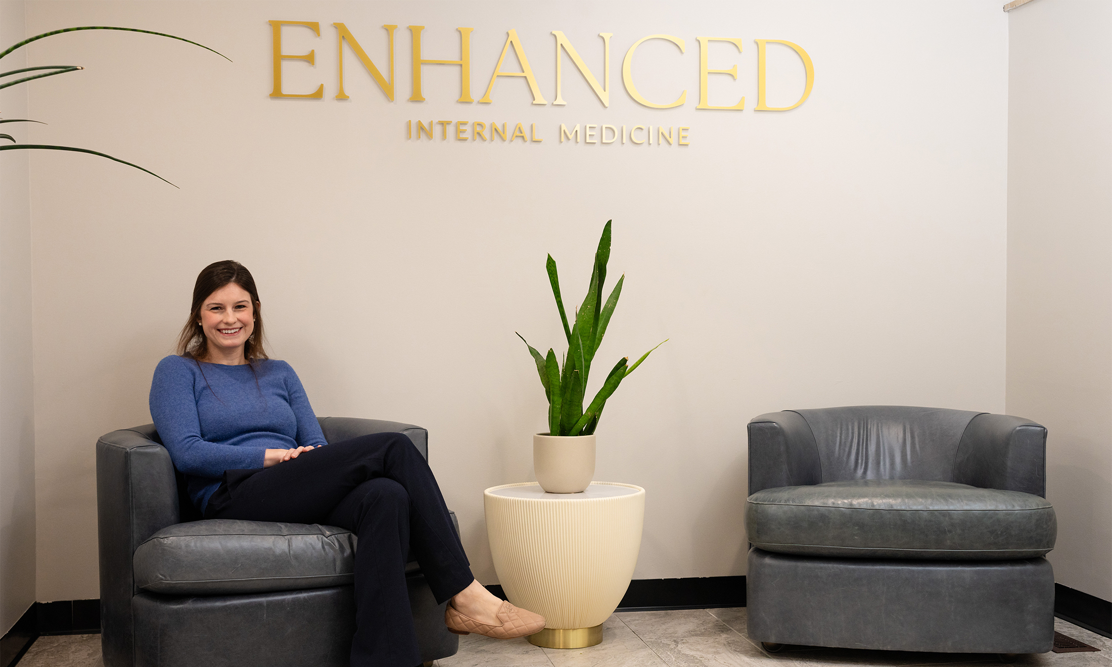 Elizabeth Paluga, M.D., in the lobby of her practice