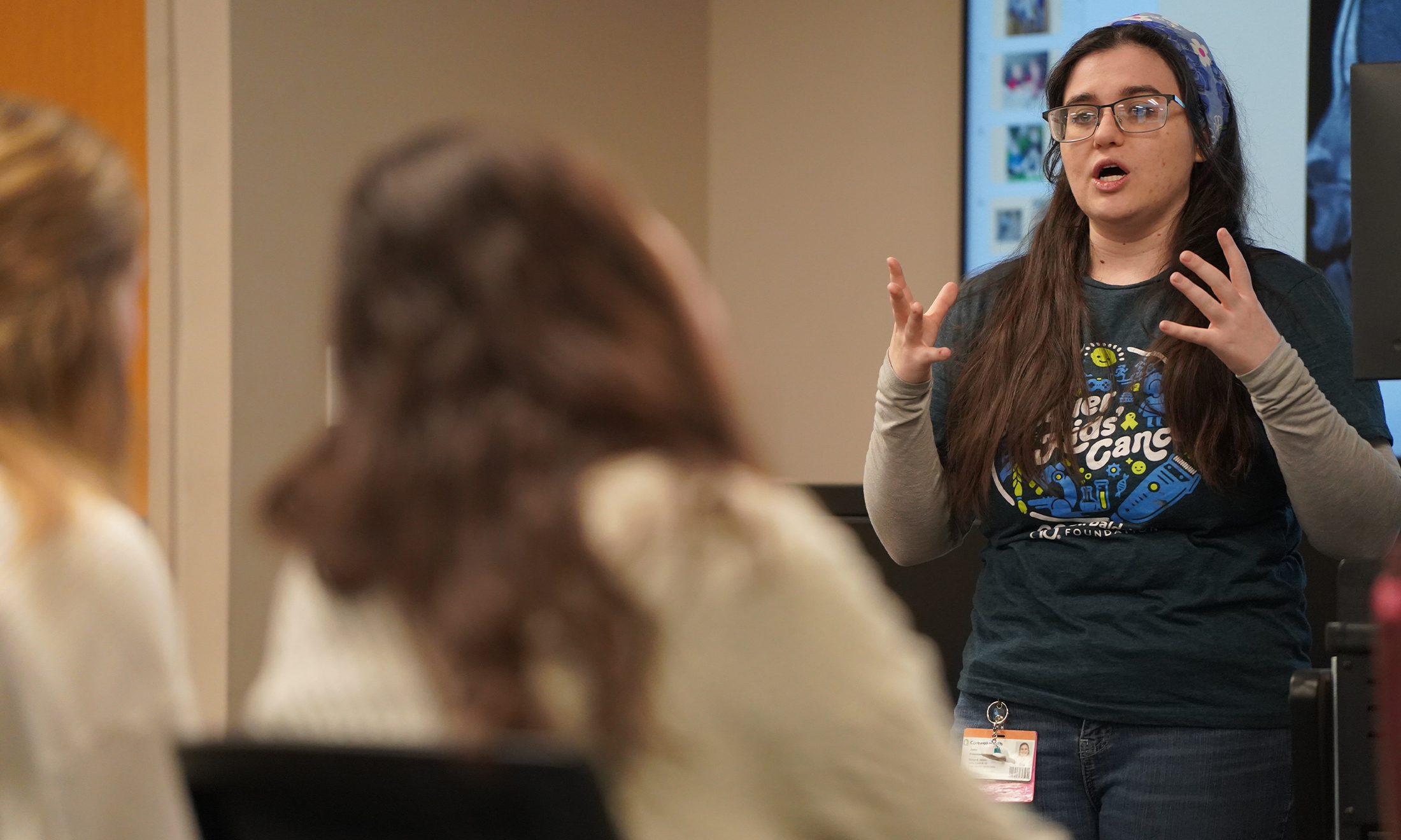 Julia Freeman talks during the 2026 St Baldricks Fundraiser