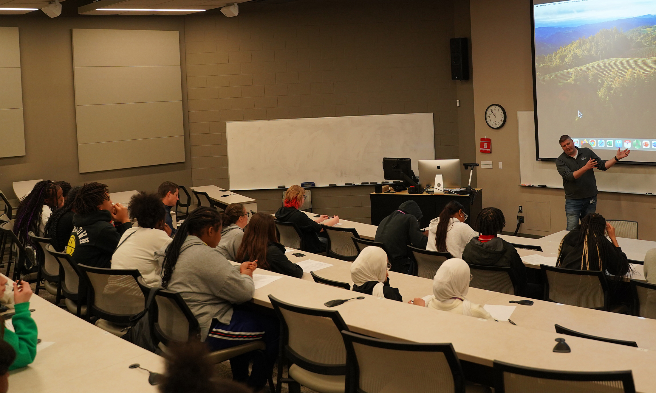 An image of a clinical faculty member teaching a class