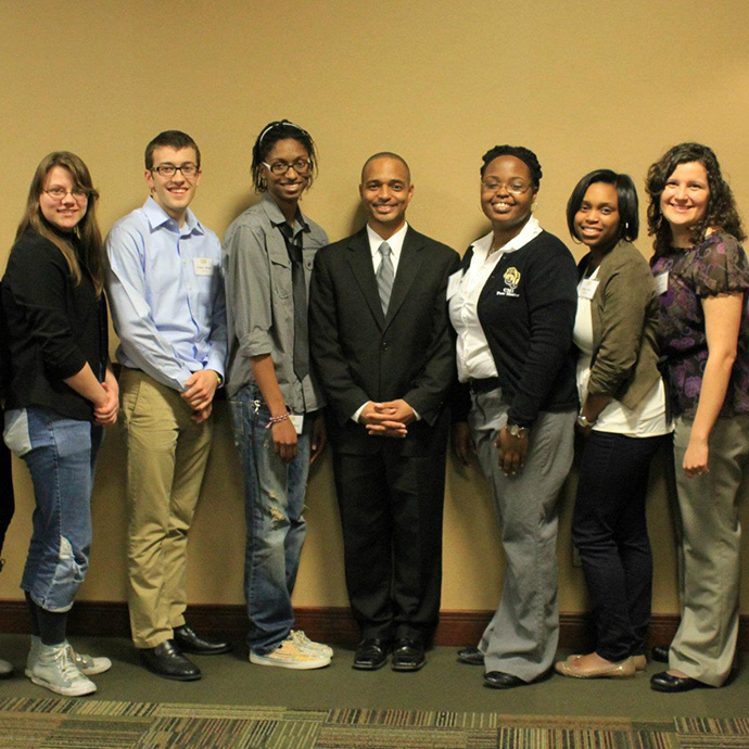A group of people posing