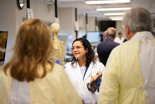 An image of Dr. Taranikanti in the anatomy lab