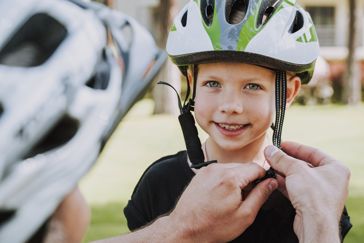 An image of a child wearing a helmet