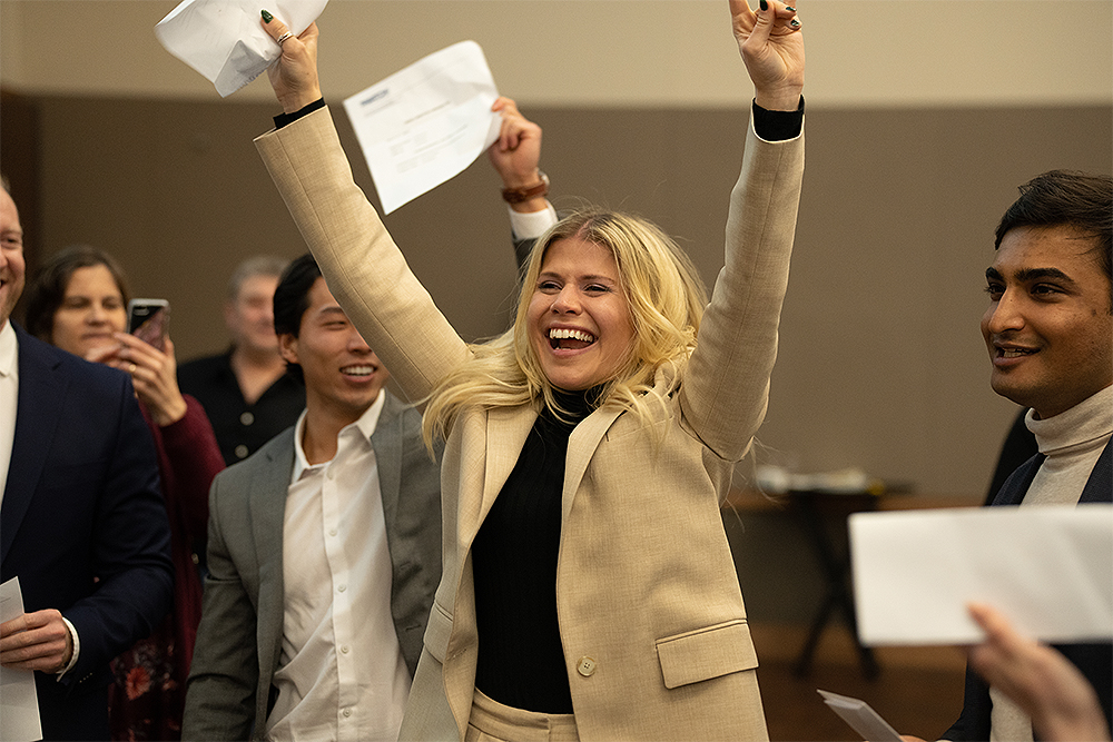 An image of a student celebrating