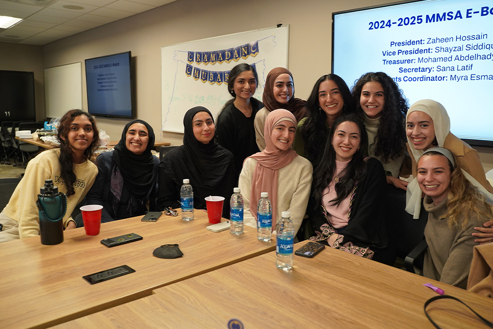 An image of a group of students at the Iftar event