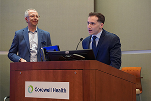 An image of Nick Petrykowski at the podium