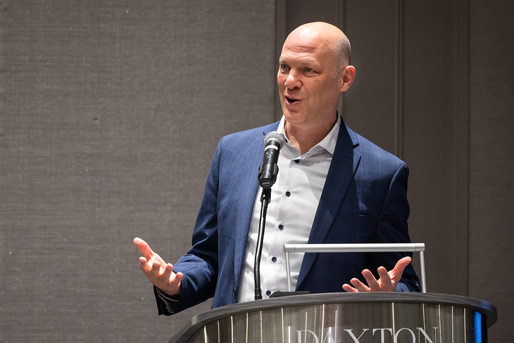 An image of the speaker at the event