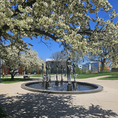 The Saints and Sinners statue at Oakland University