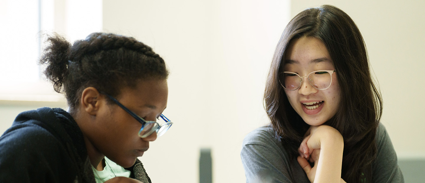 Two students working together