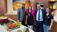 Sarah Martin, Special Instructor of Nutrition at Oakland University's School of Health Sciences, cooking on Fox 2 News.